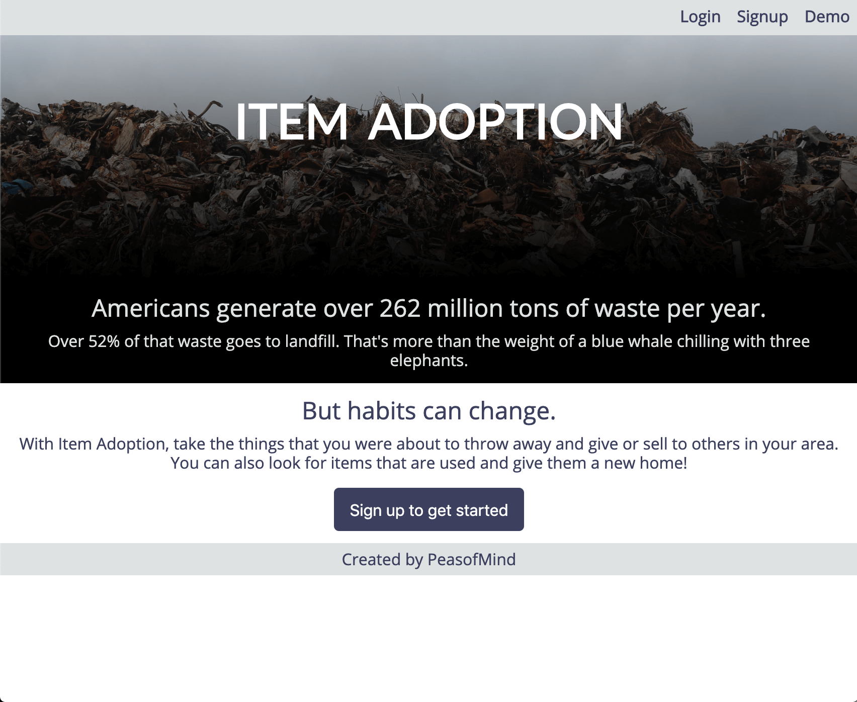 screenshot of Item Adoption app